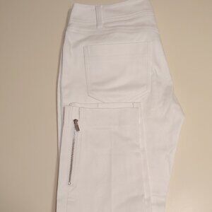 Cache White Capri Pants With Ankle Zippers